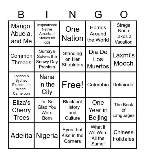 CULTURE NIGHT: BOOK BINGO Card