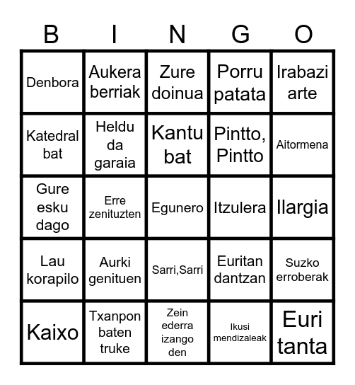 Bingo Musikatua San Adrian Bingo Card