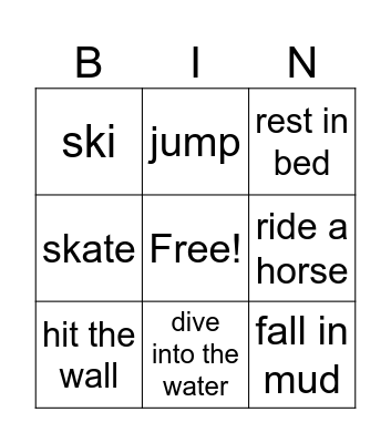 can can't Bingo Card