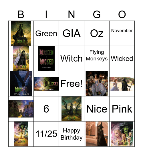 Wicked for Good Bingo Card