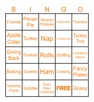 Thanksgiving Bingo Card