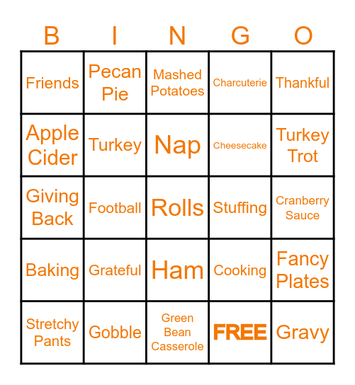 Thanksgiving Bingo Card