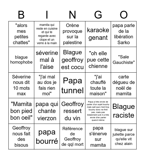 The Noel Chrismaax Bingo Bongo Bingo Card