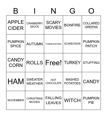 AUTUMN BINGO Card