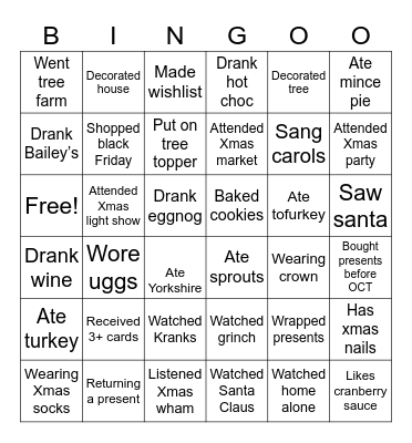 XMAS Bingo Card