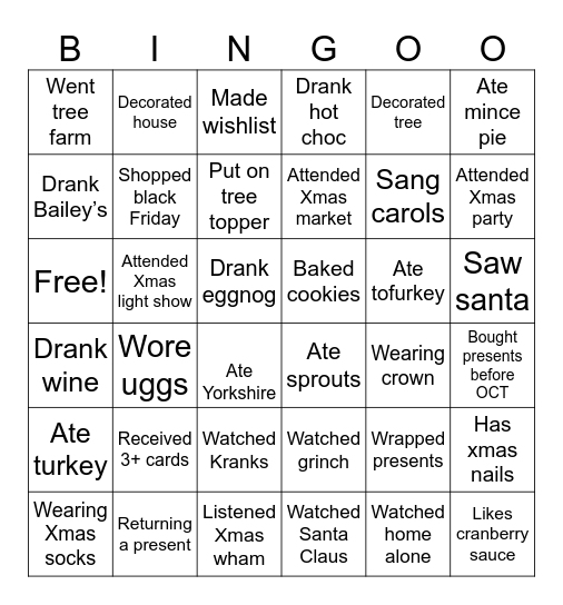 XMAS Bingo Card