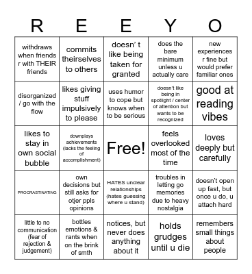 do u kin RIYO?!!!! (me as a person) Bingo Card