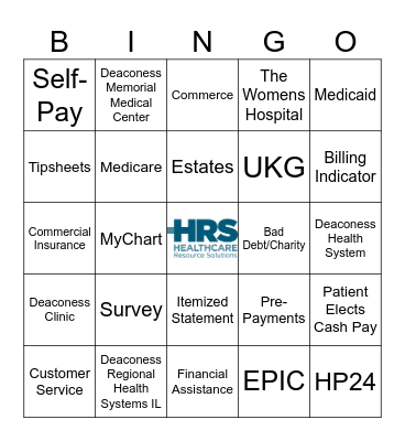 HRS Patient Financial Services Bingo Card