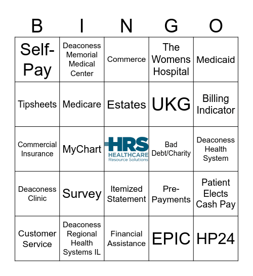 HRS Patient Financial Services Bingo Card