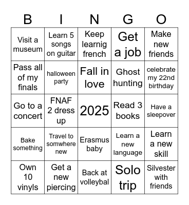 Bingo 2025 Bingo Card