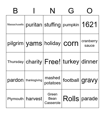 Thanksgiving Bingo Card