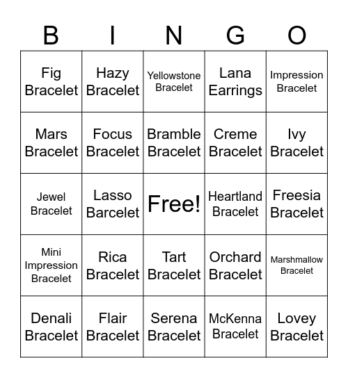 Holiday Blingo Bingo Card