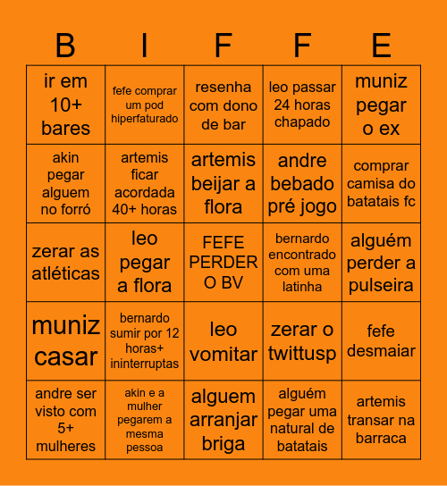 XXV BIFFE Bingo Card