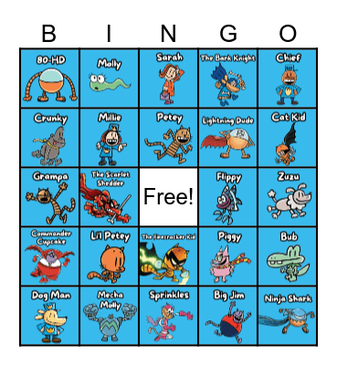 Dog Man Bingo Card