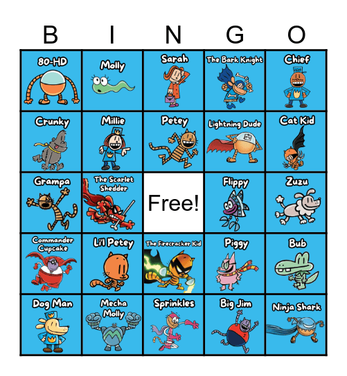 Dog Man Bingo Card