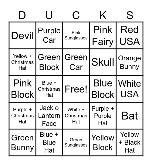 Ducks Bingo Card