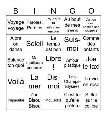 French Music Bingo Card