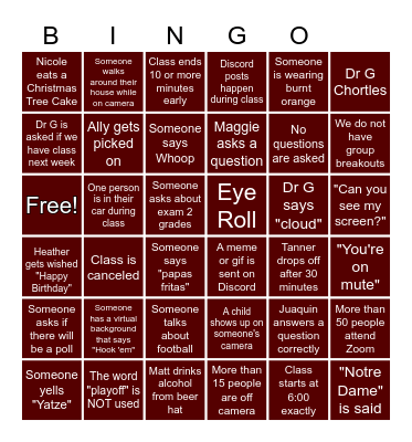 MIS BINGO Card