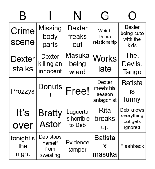 DEXTER Bingo Card