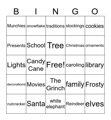 Movies and Munchies  Bingo Card