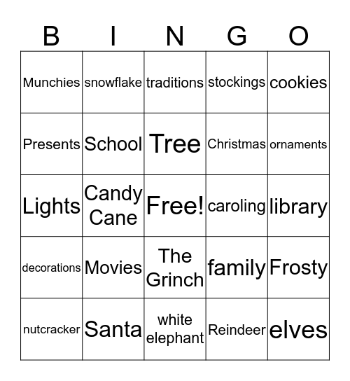 Movies and Munchies  Bingo Card