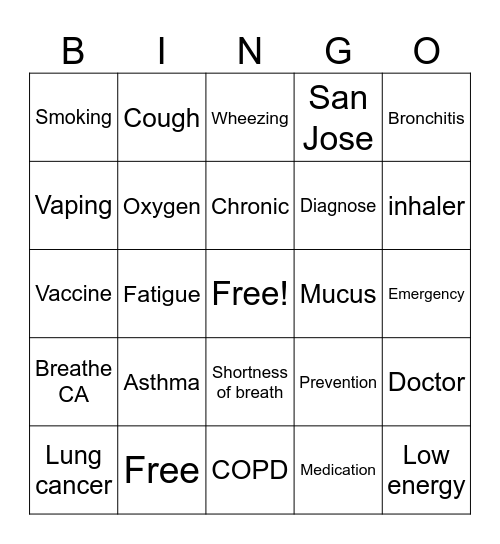 2025 World COPD Day Bingo Card