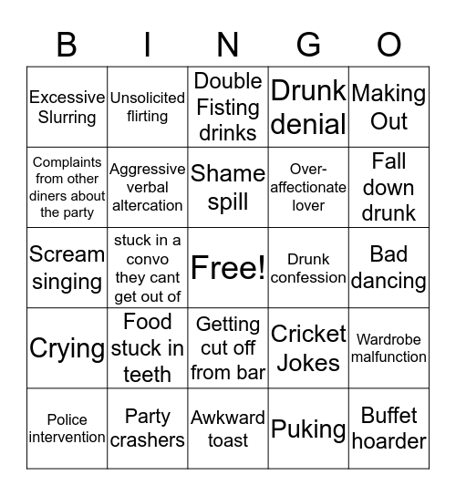 RFK Holiday Party Bingo Card