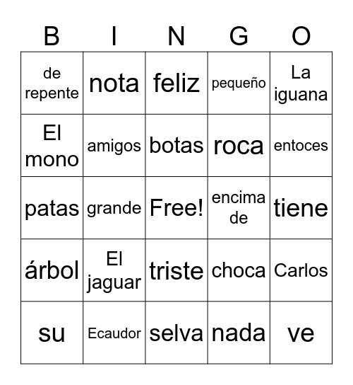 Capybara Ch.1-7 Bingo Card