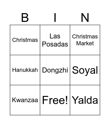 Winter Bingo Card