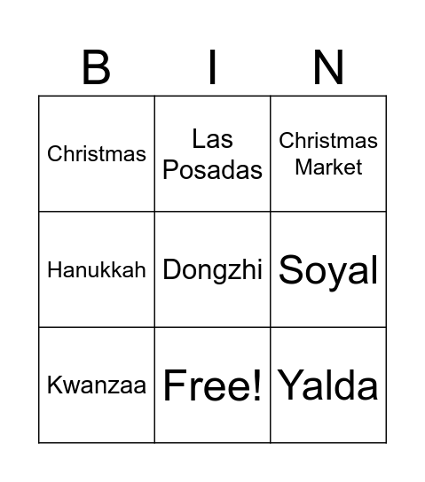 Winter Bingo Card