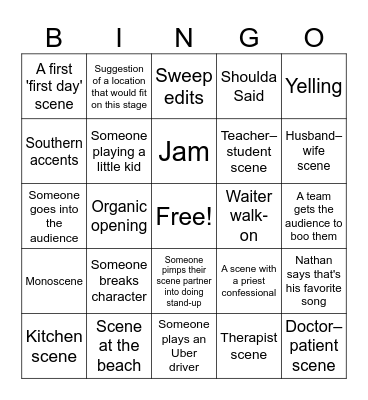 CIC OPEN STAGE BINGO Card