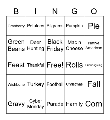 Thanksgiving Bingo Card
