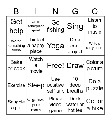 Coping skills Bingo Card
