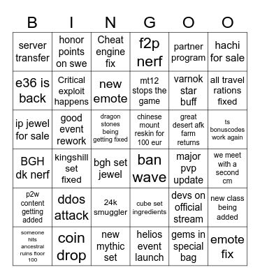 DSO bingo 2025 - 2026 Bingo Card