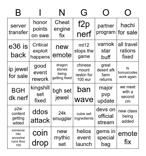 DSO bingo 2025 - 2026 Bingo Card