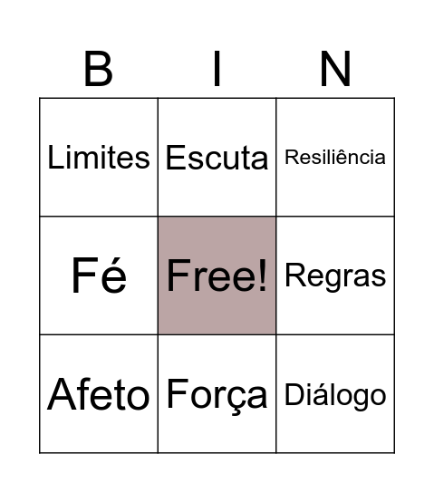 Bingo da Família Bingo Card