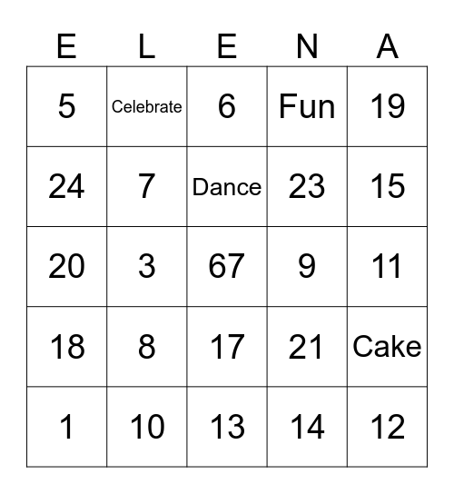 Birthday Bingo! Bingo Card