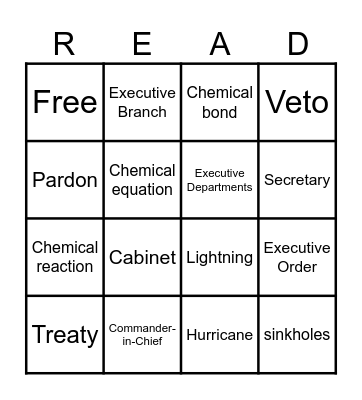 Vocabulary BINGO (READ) Bingo Card