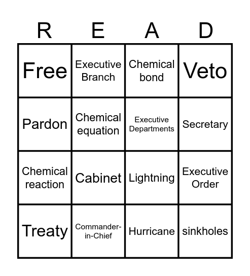 Vocabulary BINGO (READ) Bingo Card