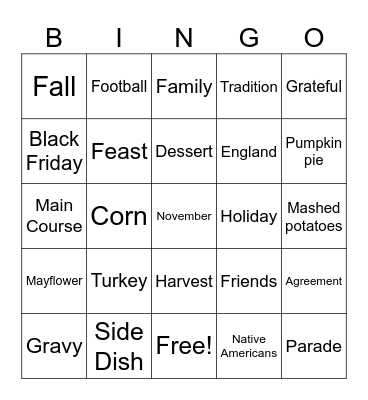 Thankful Bingo Card