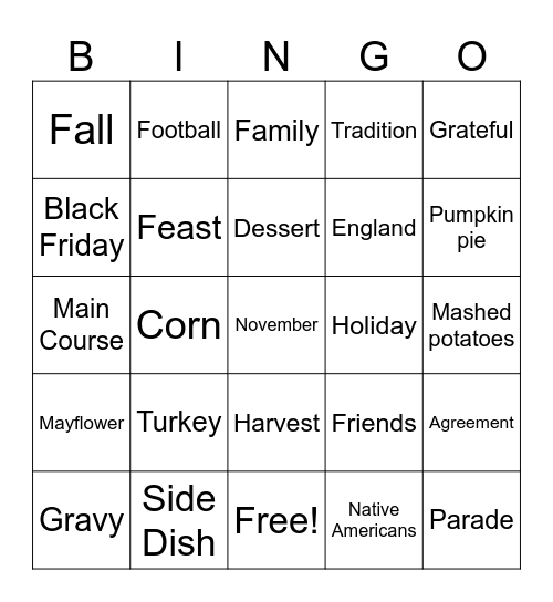 Thankful Bingo Card