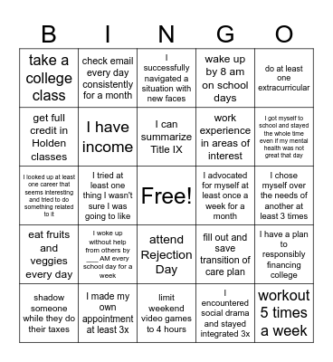 Junior Bingo 2025 Bingo Card