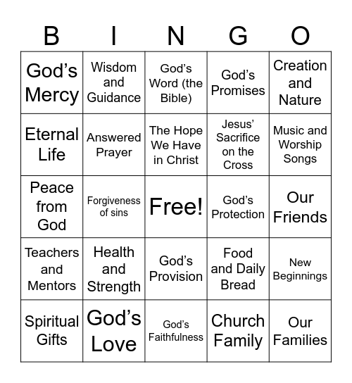 Thanksgiving 2025 Bingo Card