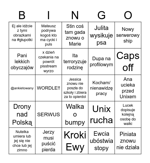 MIODZIKOWE Bingo Card
