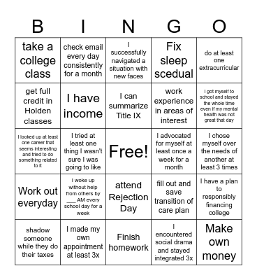 Junior Bingo 2025 Bingo Card