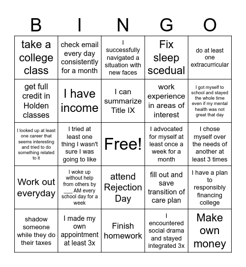 Junior Bingo 2025 Bingo Card