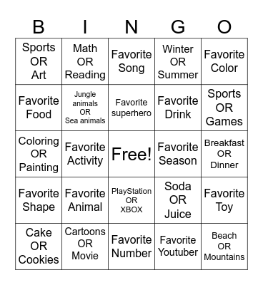 Me & My Mentor Bingo Card