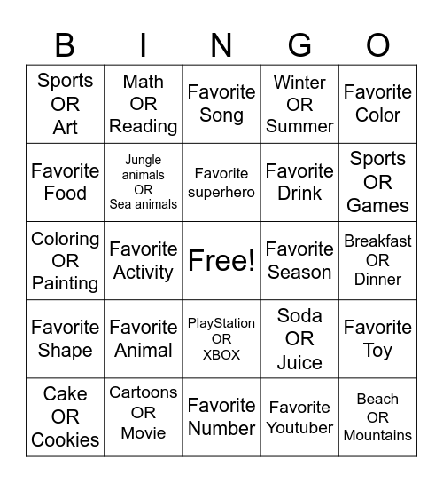 Me & My Mentor Bingo Card