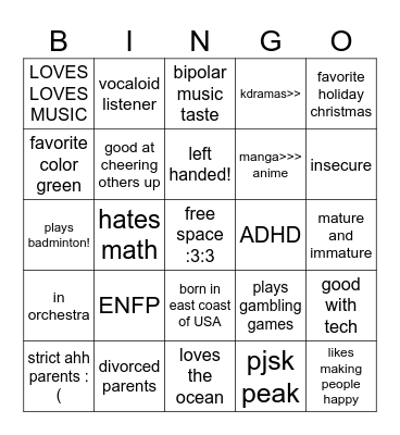 HOW MUCJH ARE YOU LIKE ME? BINGO :33 Bingo Card
