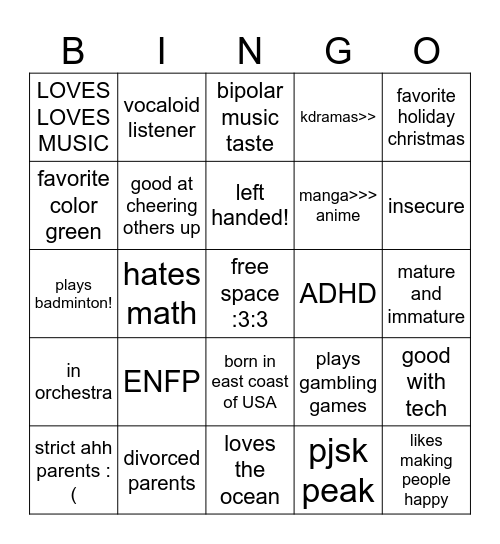 HOW MUCJH ARE YOU LIKE ME? BINGO :33 Bingo Card
